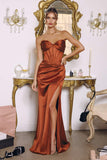 Amoris T611 Strapless Satin Gown Boned Bodice Fitted Skirt Lace-Up Back