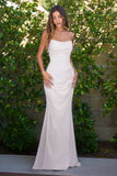 Ladivine Amoris T702W Scoop Neckline Fitted Off White Chiffon Dress