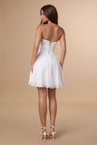 Amoris T709W Short Strapless Off White Chiffon Dress