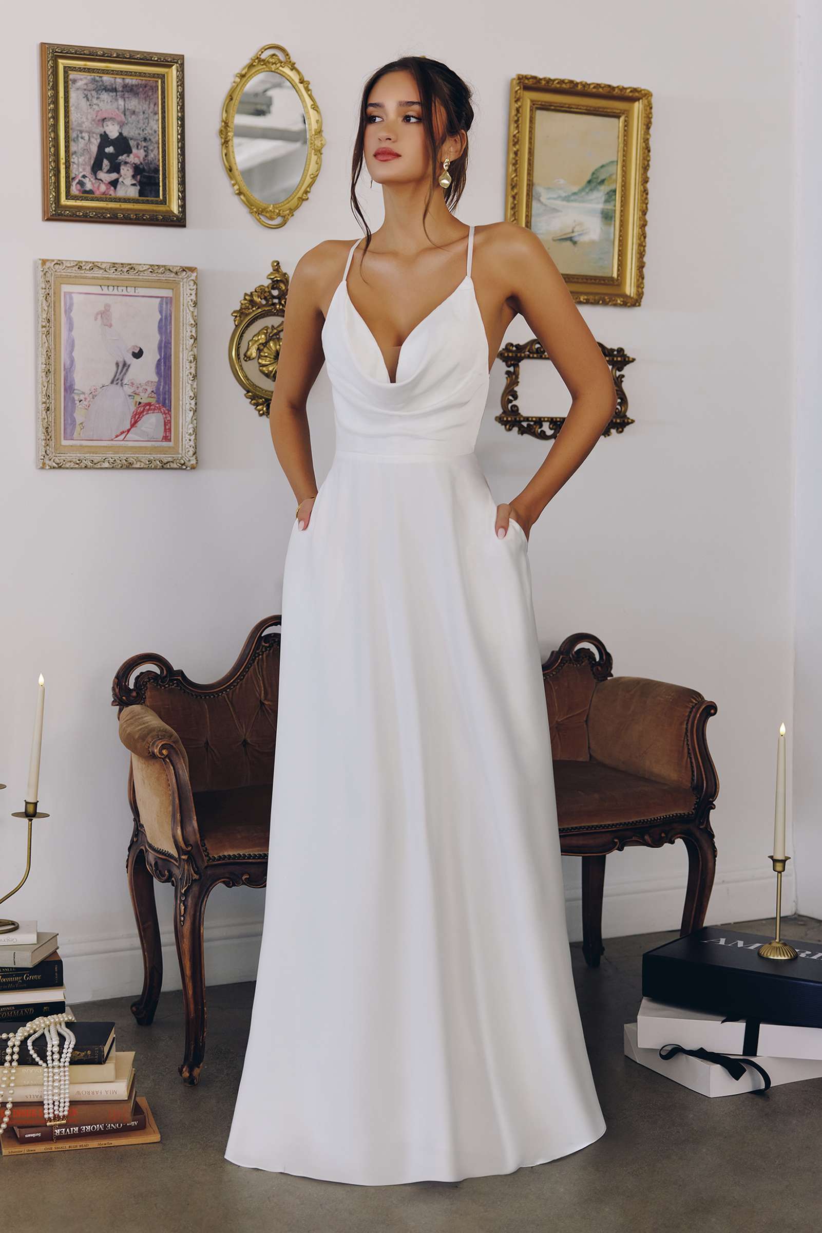 Amoris T714W Long Bridal A Line Wedding Dress - OFF White / XL