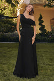 Amoris T716 One Shoulder Chiffon A-Line Evening Dress