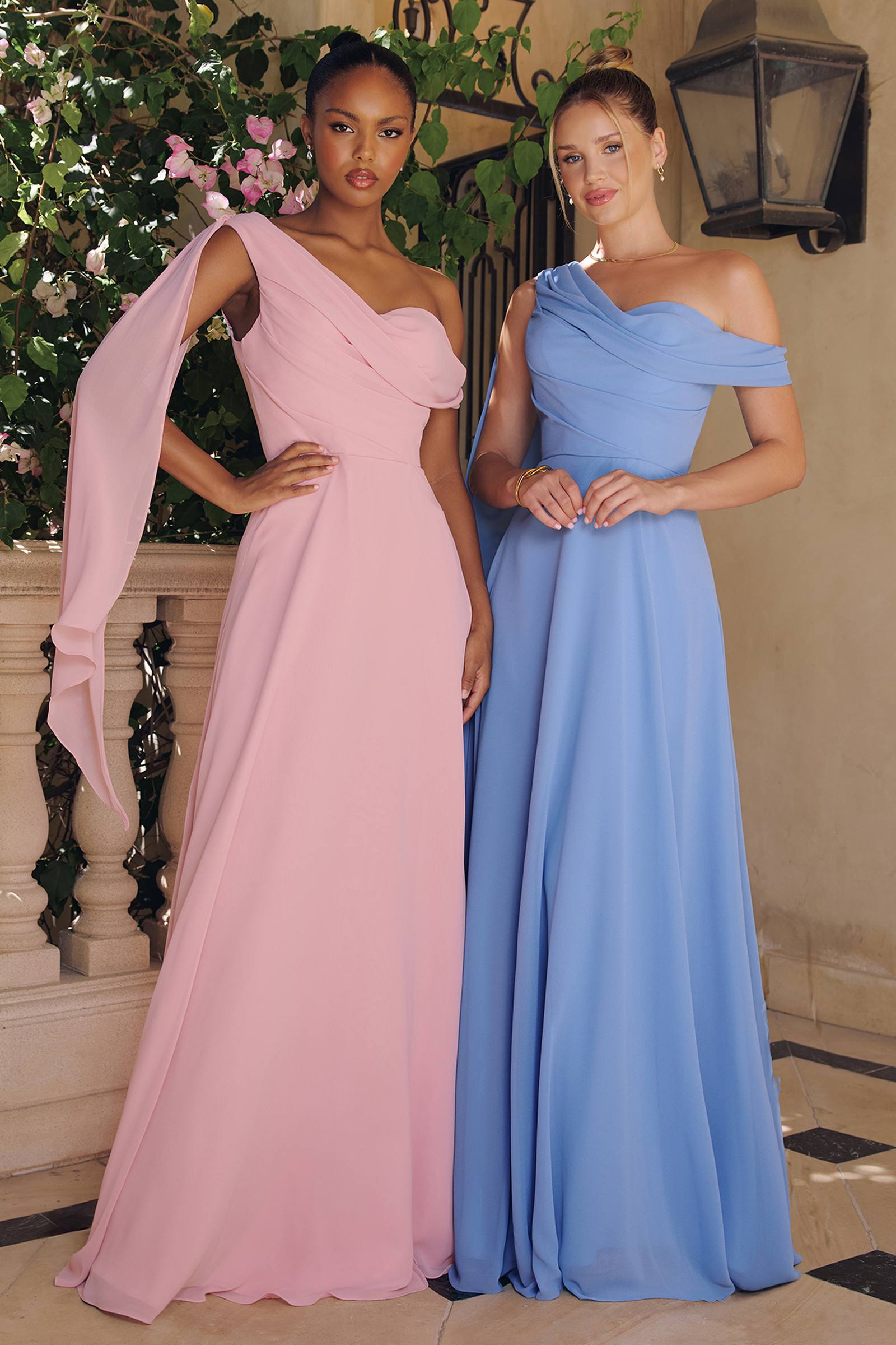 Amoris T716 One Shoulder Chiffon A-Line Evening Dress