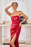 Amoris T724 Sleek Strapless Sequin Fitted Gown