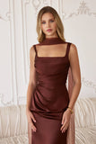 Amoris T729 Sleek Satin Adjustable Straps Fitted Gown