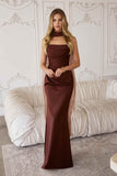 Amoris T729 Sleek Satin Adjustable Straps Fitted Gown