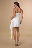 Amoris T734W Sculpted Modern Fit Strapless Off White Mini Dress