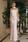 Amoris T816W Matte Satin Bodice Modern Bride Column Dress