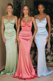 Amoris T818 Long Fitted Stretch Satin Evening Dress