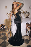 Amoris T818 Long Fitted Stretch Satin Evening Dress