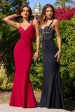 Amoris T904 Long Fitted Beaded Gown Spaghetti Straps