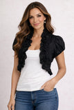 Black Ruffled Bolero Jacket Short Sleeve Ruffled Black Bolero Jacket