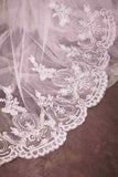 Ladivine V004 - Embroidery Hem Lace Chapel Veil