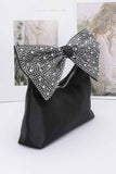 Rhinestone Hotfix Bow Handle Nylon Clutch