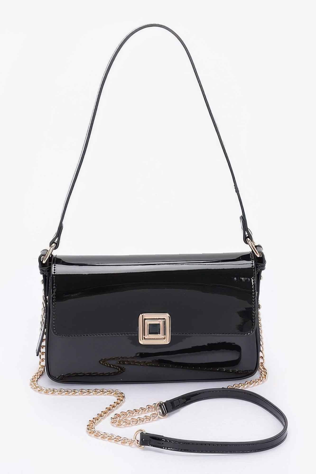 Enamel Flap Shoulder Bag