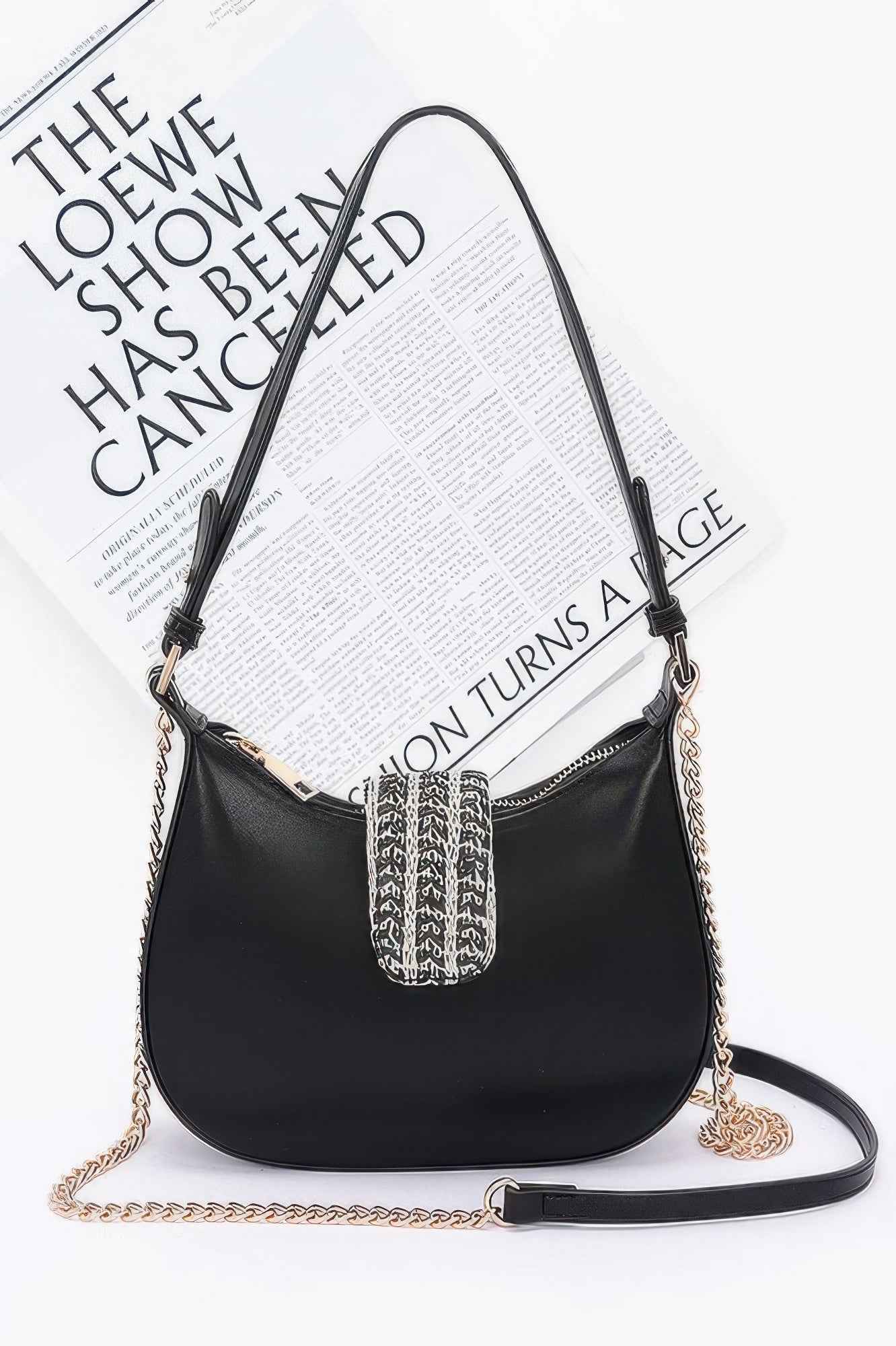 Faux Leather Hobo Bag