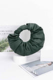 Faux Leather Pleated Handle Clutch