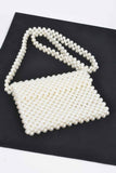 Hand Made Faux Pearl Bead Flap Crossbody Bag
