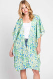 Flower Print Self-tie Drawstring Open Front Cover