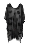 Floral Lace Poncho With Tassel