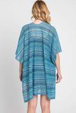 Multi Color Stripe Crochet Open Front Cover-up