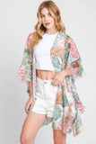 Ruffle Lined Tropical Leaves Print Open Frontcover