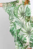 Ruffle Lined Tropical Leaves Print Open Frontcover