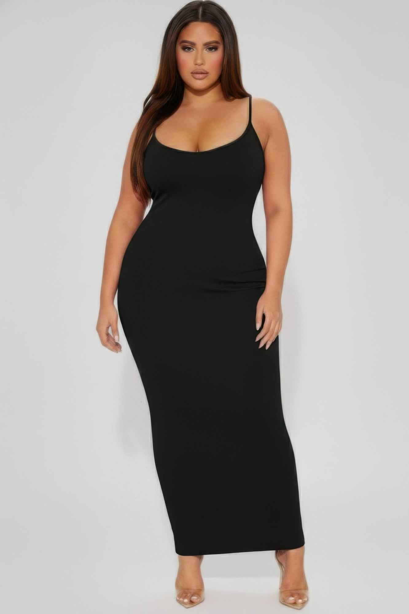 Plus Ribbed Mermaaid Hem Cami Dress