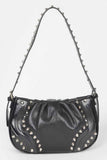 Hot Fix Stones Metal Stud Shoulder Bag