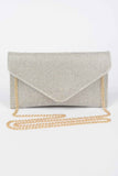 Full Rhinestone Envelope Chain Clutch