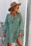 V Neck Drop Shoulder Cheetah Print Tunic Dress