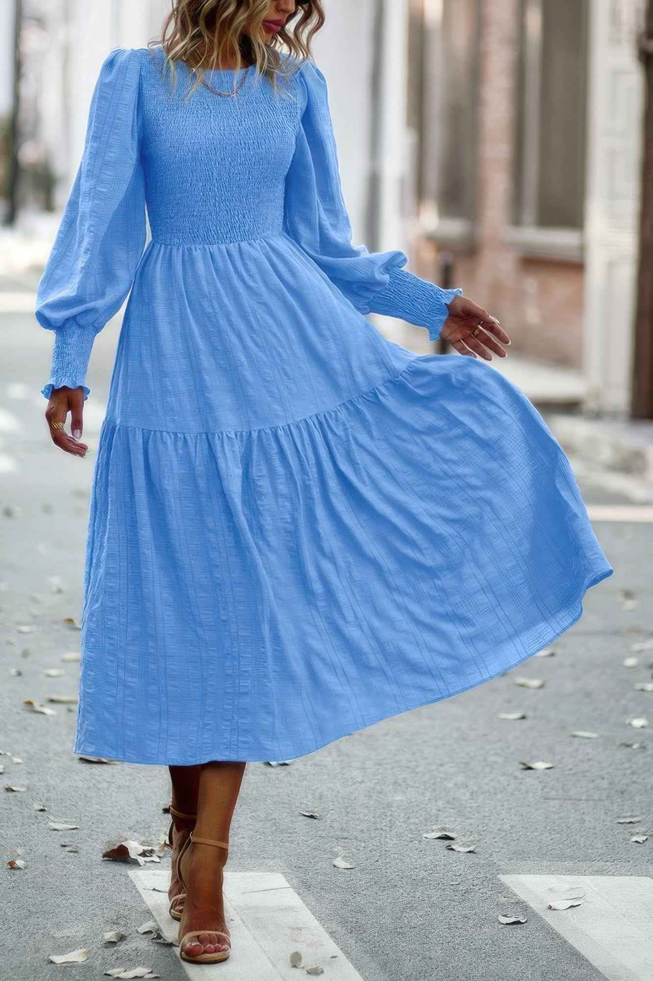 chinese dress ladies Seta T Women's Fall Dresses Long Sleeve Round Neck Casual Knit A-Line Midi  Dress Small Black at Amazon Women's Clothing store main image 0