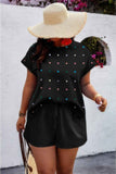 Plus Size Heart Print Drawstring Waist Sets