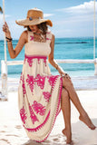 Sleeveless Square Neck A Line Smocked Shirred Dress