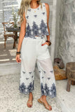 Twp Pieces Tile Inspired Embroidery Sleeveless Set