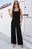 Two Pieces Square Neck Sleeveless Solid Sets