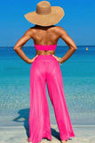 Solid Color Metal Decor Beach Bikini Pants Set