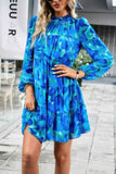 Color Block Hem Ruffle Printing Loose Fit Midi Dress