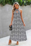 Halter Neck Cutout Leopard Maxi Dress
