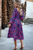 Floral High Elastic Waist Square Neck Pocket Dress
