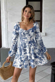Elegant Printed Ruffle Long Sleeve Romper