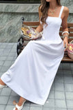 Square Neck A Line Sleeveless Flowy Long Dress