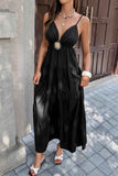 High Waist Sleeveless Open Back Full Dress