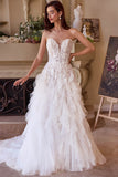 Ladivine WL016 Strapless Drop Waist Cascading Wedding Dress