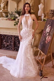 Ladivine WL019 Wedding Dress Lace Halter Neck Mermaid