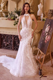 Ladivine WL019 Wedding Dress Lace Halter Neck Mermaid