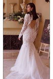 Ladivine WL036 Dress Long Sleeve Lace Mermaid Bridal Gown