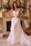 Ladivine WL045 Wedding Gown Intricate Floral Applique A-Line Tulle Dress