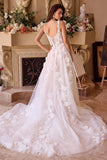 Andrea & Leo WL045 Wedding Gown Intricate Floral Applique A-Line Tulle Dress