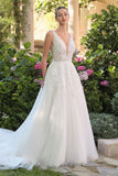 Andrea & Leo WL064 Deep V-Neckline A-Line Wedding Ball Gown