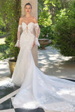 Andrea & Leo WL065 Mermaid Bridal Gown Removable Sheer Lace Sleeves